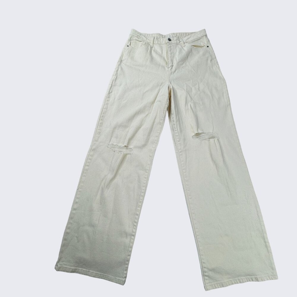 NWT Women's Ivory Color Denim Jeans Size Wide Leg GB Brand